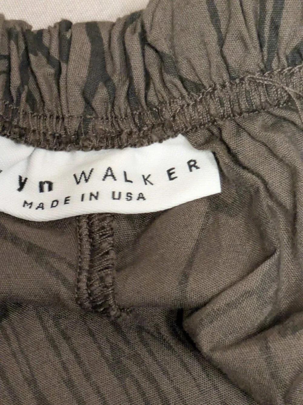 Bryn Walker Harem Pants Olive Green Floral Balloon Lagenlook Cropped Elastic - Picture 2 of 9